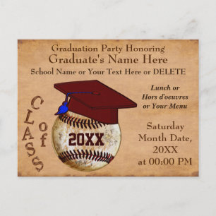Invitaciones de graduación personalizadas de béisb