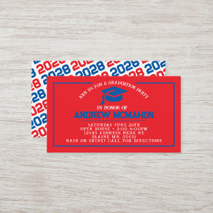 Invitaciones de graduación rojas y azules mini