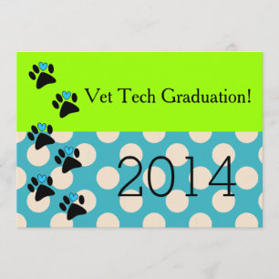 Invitaciones de graduación técnica Vet Lime y Blue