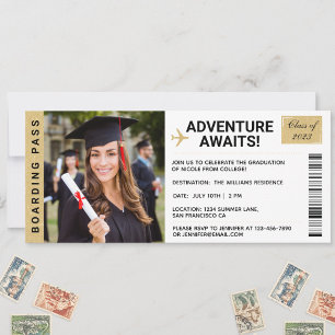 Invitaciones de graduación Ticket Aventura Esperan