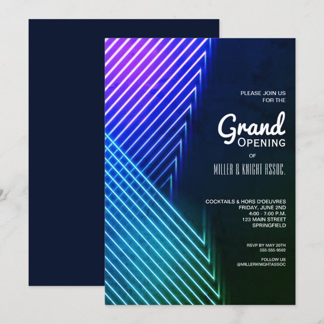 Invitaciones de gran apertura modernas (Anverso / Reverso)