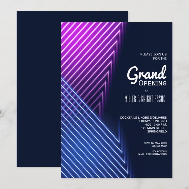 Invitaciones de gran apertura modernas (Anverso / Reverso)