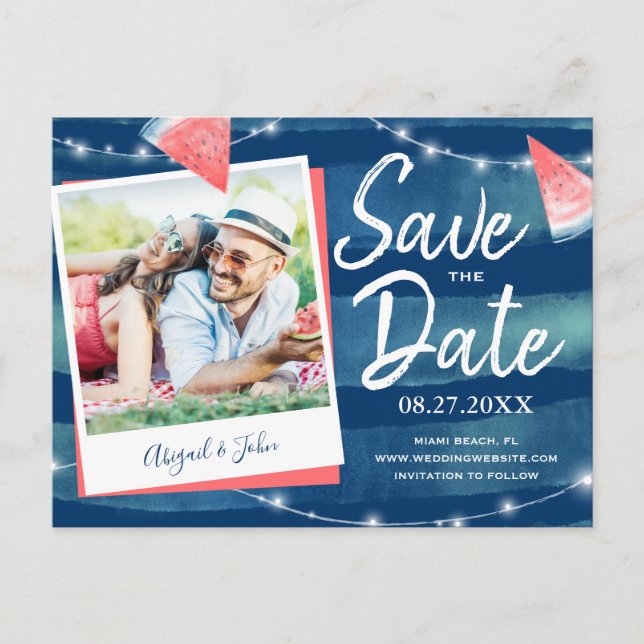 Invitaciones de Guardar la Fecha de Bodas con Foto (Anverso)
