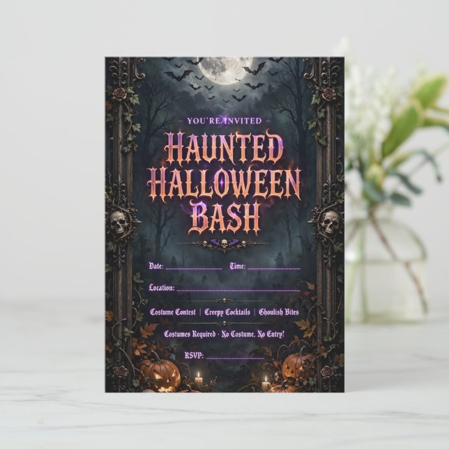 invitaciones de Halloween (Anverso de pie)