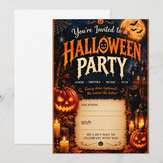 invitaciones de Halloween (Anverso / Reverso)