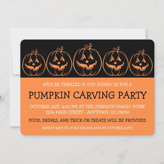 Invitaciones de Halloween a Jack O'Lantern Silhoue (Anverso)