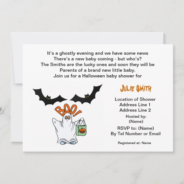 Invitaciones de Halloween Baby Shower (Anverso)