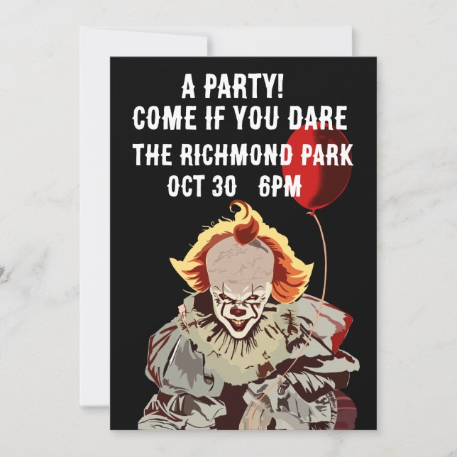 INVITACIONES DE HALLOWEEN CLOWN SCARY (Anverso)