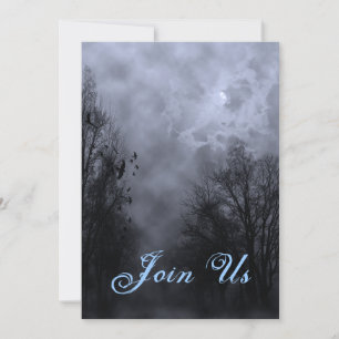 Invitaciones de Halloween de Blue Haunted Sky Pers