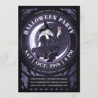 Invitaciones de Halloween de Brujas y Luna | Morad