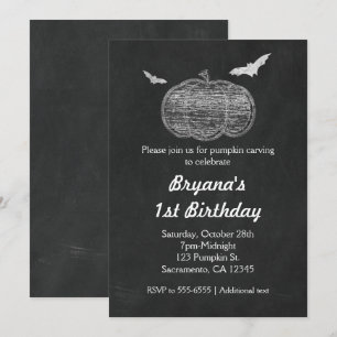 Invitaciones de Halloween de Calabaza de Tiza en P