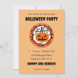 Invitaciones de Halloween de Calabaza Espeluznante