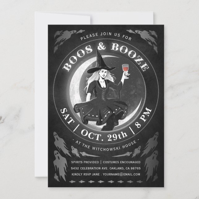 Invitaciones de Halloween de los abucheos y de los (Anverso)