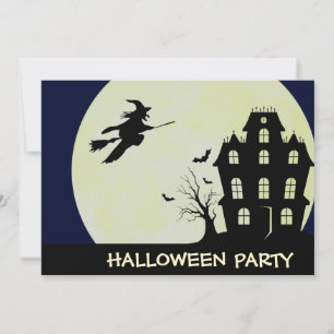 Invitaciones de Halloween de luna llena y casa emb