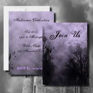 Invitaciones de Halloween de Purple Haunted Sky Pe