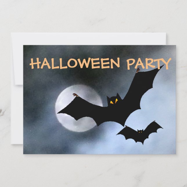 Invitaciones de Halloween de Spooky Bats (Anverso)