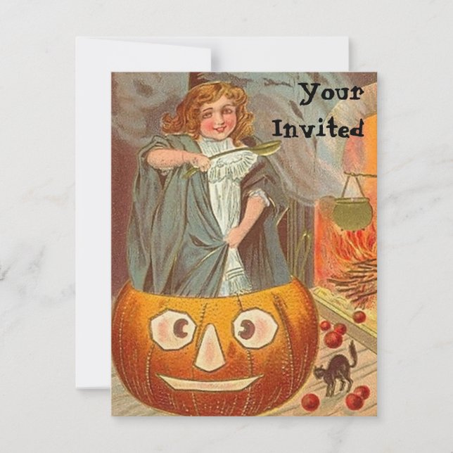 Invitaciones de Halloween del vintage (Anverso)