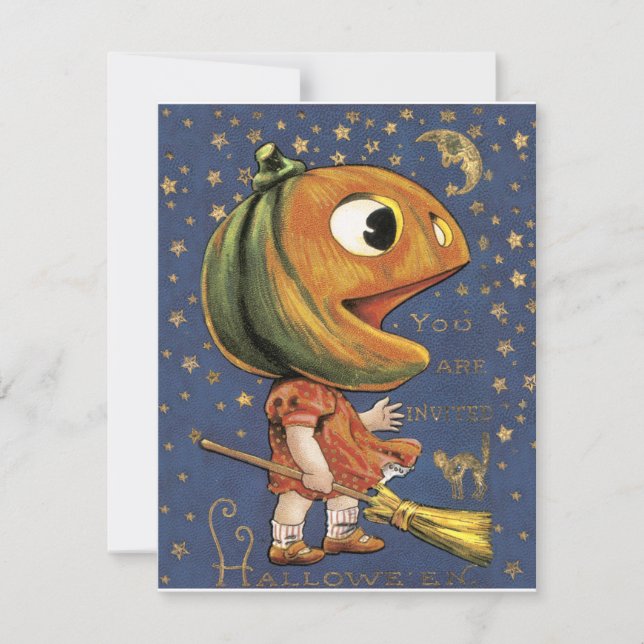 Invitaciones de Halloween del vintage (Anverso)