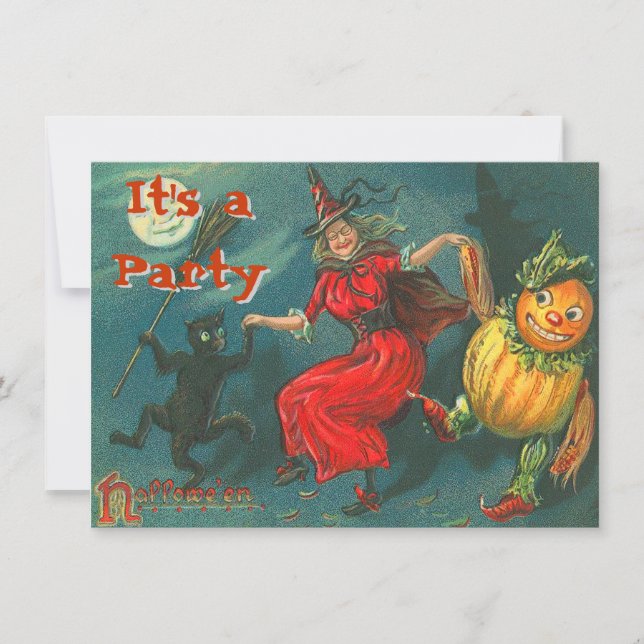 Invitaciones de Halloween del vintage (Anverso)