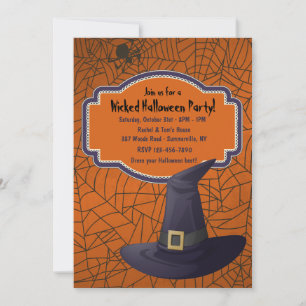 Invitaciones de Halloween Gorra de brujas