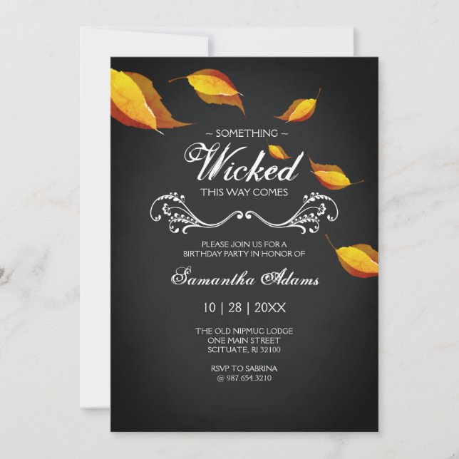 Invitaciones de Halloween para adultos disfraz Fie (Anverso)