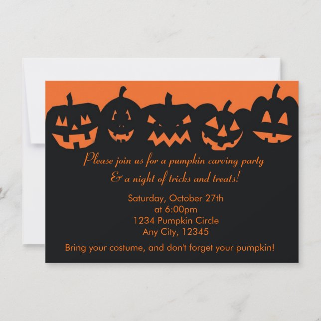 Invitaciones de Halloween para Fiesta de Calabazas (Anverso)