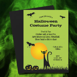 Invitaciones de Halloween para gatos negros y murc