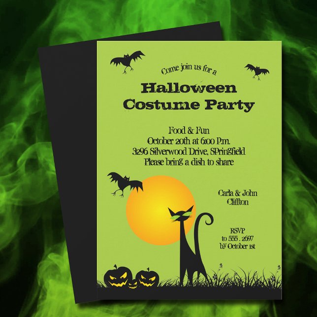 Invitaciones de Halloween para gatos negros y murc (Subido por el creador)
