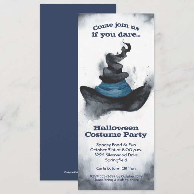 Invitaciones de Halloween para Gorras negros de la (Anverso / Reverso)