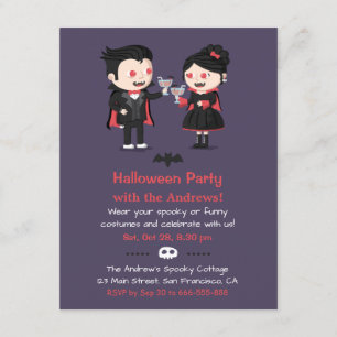 Invitaciones de Halloween para una Pareja de Vampi