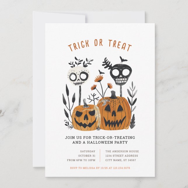 Invitaciones de Halloween Truco o Regalo (Anverso)