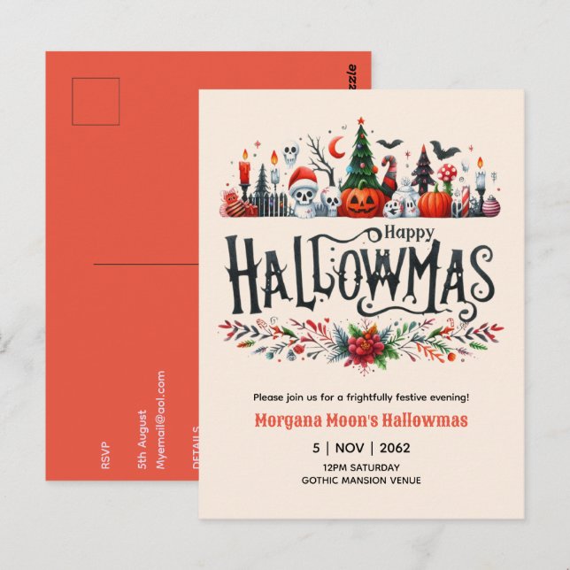 Invitaciones de Hallowmas Mezcla de Halloween y Na (Anverso / Reverso)