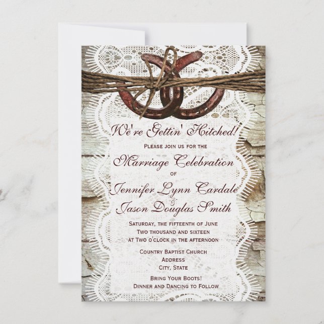 Invitaciones de herradura de la boda del país (Anverso)