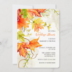 Invitaciones de hojas que caen en acuarela