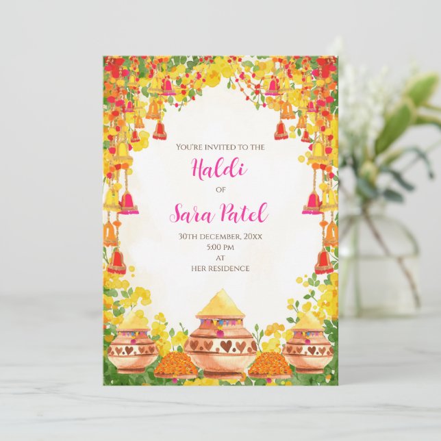 Invitaciones de Holud como invitaciones de Haldi y (Anverso de pie)