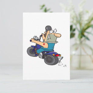Invitaciones de hombre de dibujos animados en moto