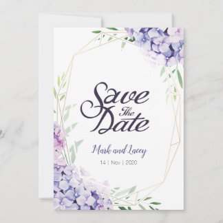 Invitaciones de Hortensia en Acuarela Save the Dat