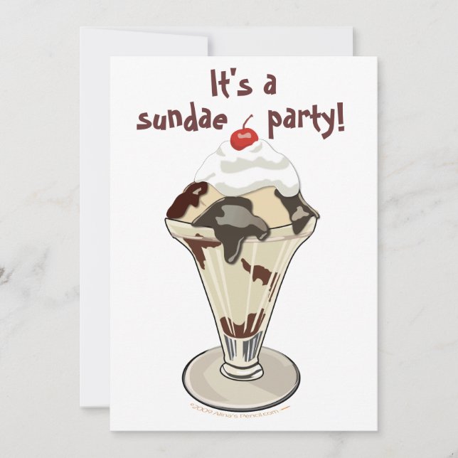 Invitaciones de Hot Fudge Sundae para el Fiesta de (Anverso)