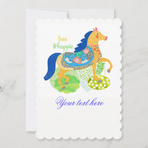 Invitaciones de ilustración de caballo azul.