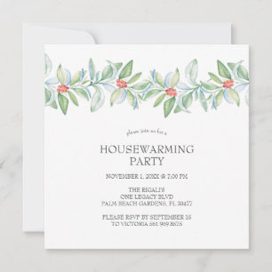 Invitaciones de inauguración de casa con acuarela 