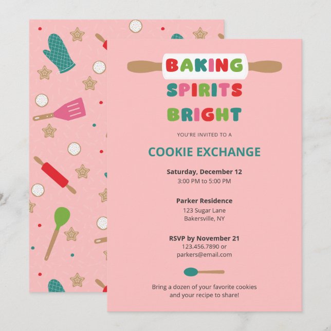 Invitaciones de intercambio de galletas de Navidad (Anverso / Reverso)