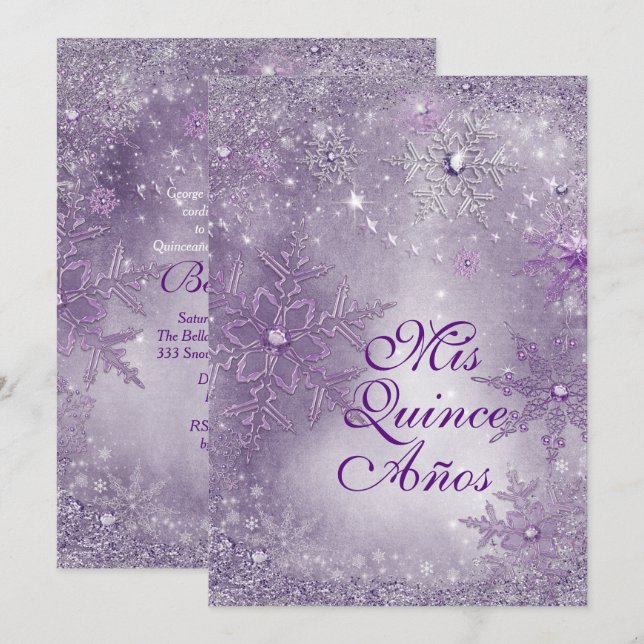 Invitaciones de invierno de Snowflake Wonderland (Anverso / Reverso)