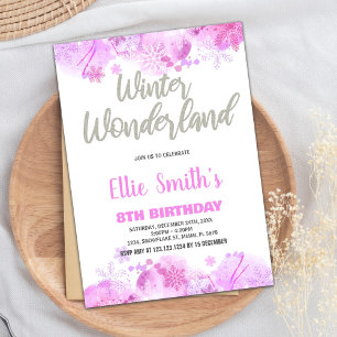 Invitaciones de invierno de Wonderland Nieve rosad
