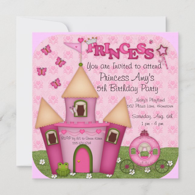 Invitaciones de invitaciones de cumpleaños de Pink (Anverso)