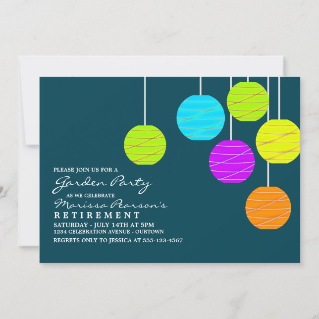 Invitaciones de jardín con faroles de papel (Anverso)