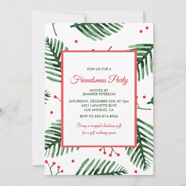 Invitaciones de la amistad Navidades elegantes Eve (Anverso)