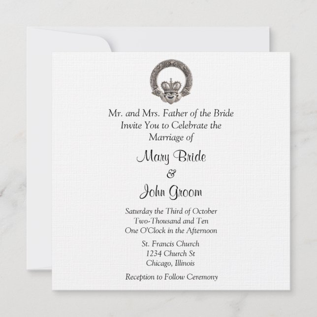 Invitaciones de la boda de Claddagh (Anverso)
