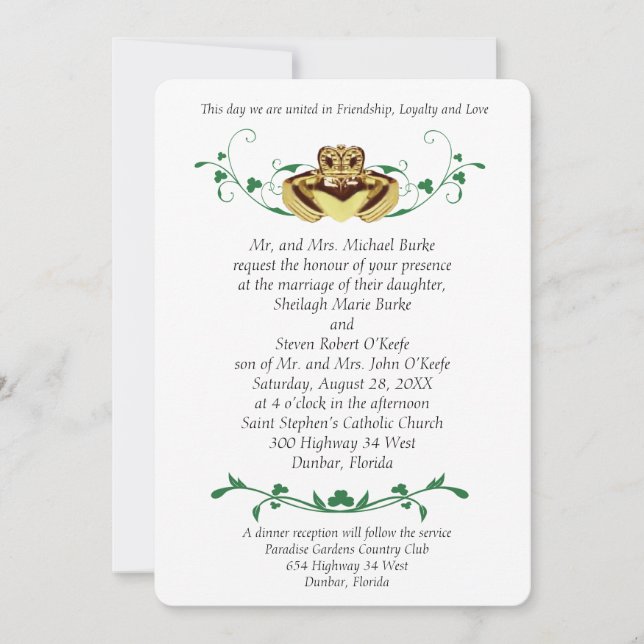Invitaciones de la boda de Claddaugh/de Claddagh (Anverso)