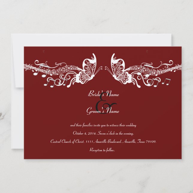 Invitaciones de la boda de Fidelity de la música (Anverso)