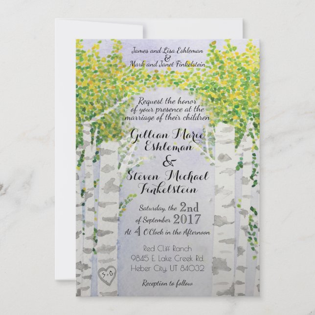 Invitaciones de la boda de la acuarela de la (Anverso)